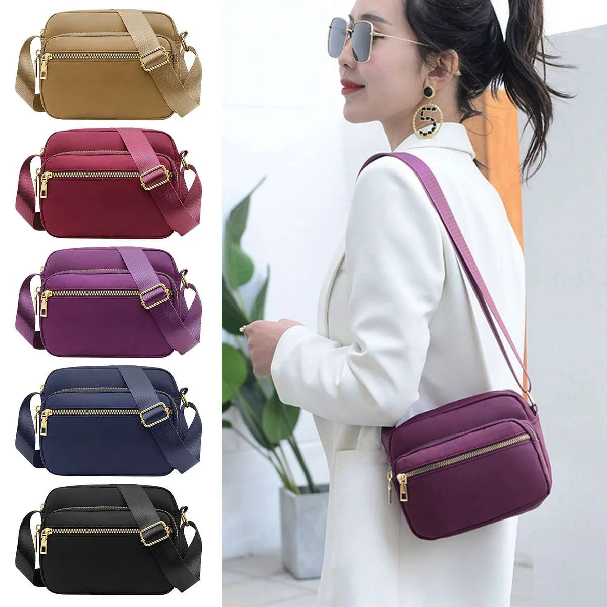 Women Nylon Crossbody Bags Purses and Handbags Casual Messenger Bag Waterproof Crossbody Purse for Ladies, Red