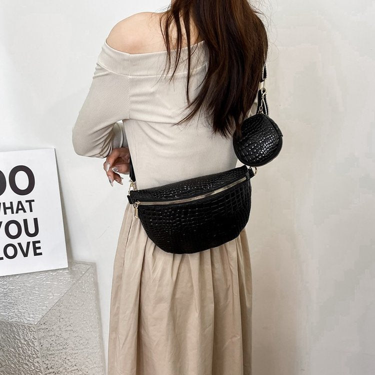 Thick Shoulder Strap Crossbody Bag Female Plaid PU Female