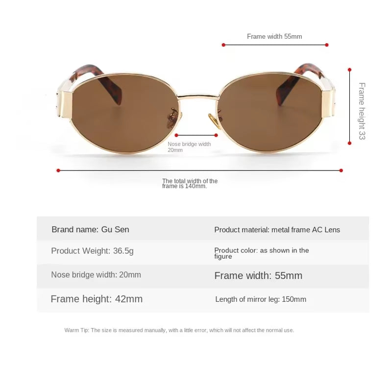 2024 Steampunk Sunglasses Retro Women'S Oval Sunglasses Fashion Women'S Classic Retro Small Metal Brand Glasses UV400