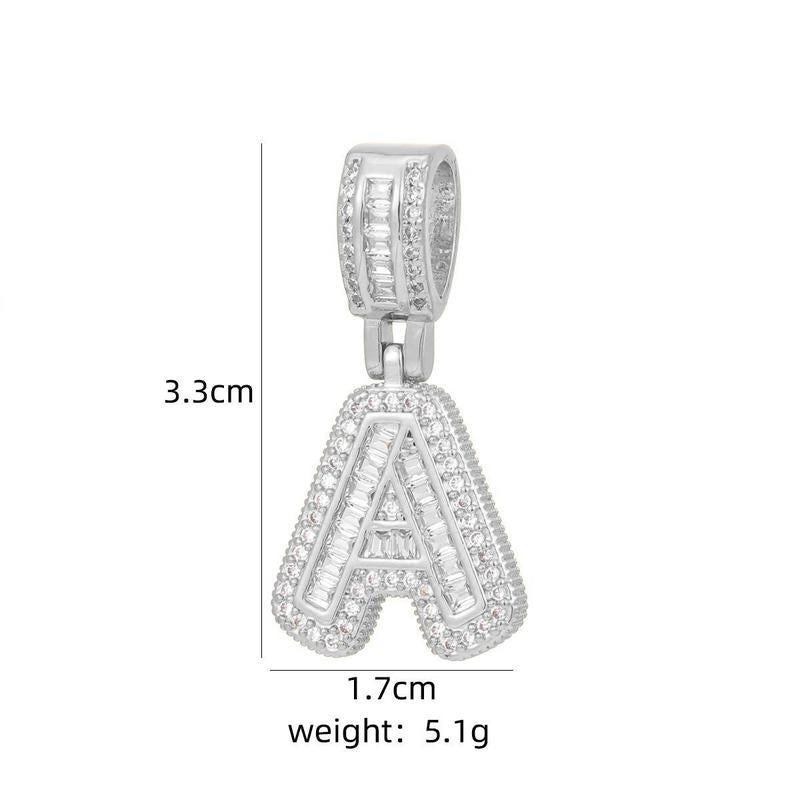 【B3】2 Count Initial Letter Necklace Set with Zirconia Stones | Golden/Silver Bubble Necklaces for Women | Iced Out Necklace for Men | Birthday Gifts Anniversary Gift | Letter Alphabet Necklace Zircon Stone Pendant Necklace Initial Zirconia Stone