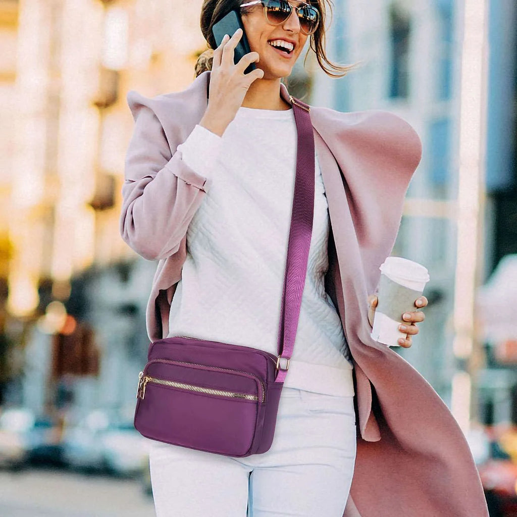 Women Nylon Crossbody Bags Purses and Handbags Casual Messenger Bag Waterproof Crossbody Purse for Ladies, Red