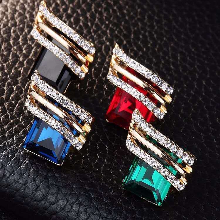 Silver S925 Diamond Earrings Female Korean Crystal Diamond Geometric Ornament Female