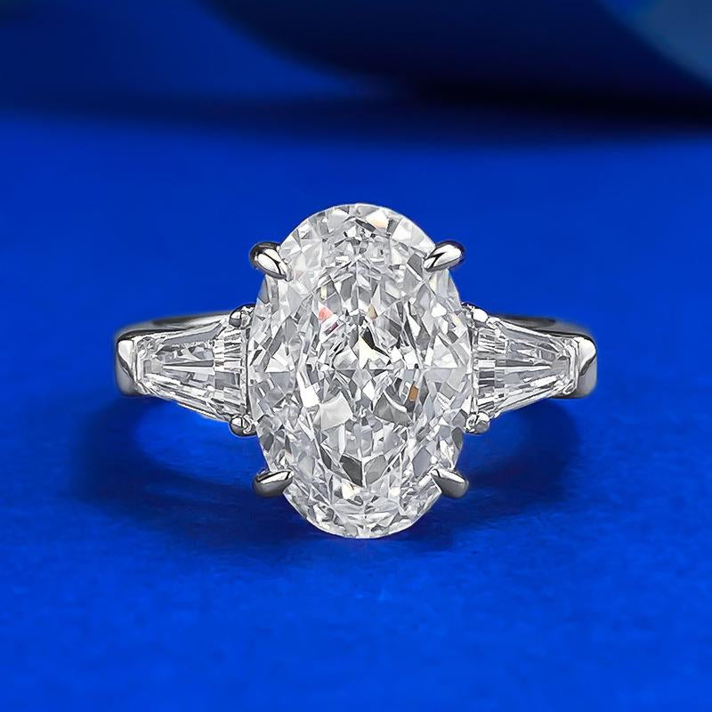 S925 Silver Oval Ice Flower Cut Ring 8*12Mm 8A Cubic Zirconia Ring Fashion Jewelry Accessory Woman Girl Promise Ring