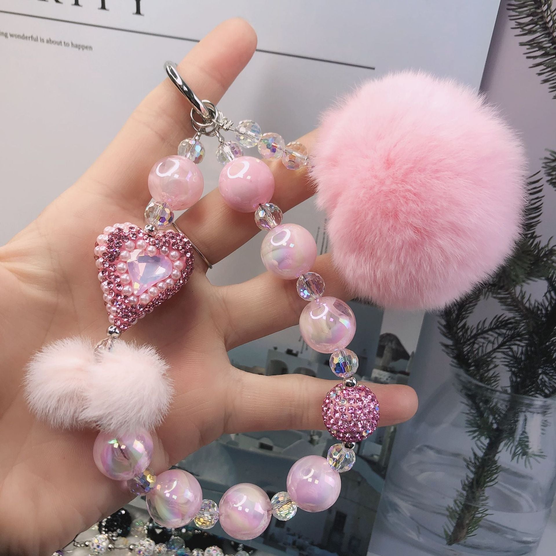 Rabbit Fur Ball Mobile Phone Charm
