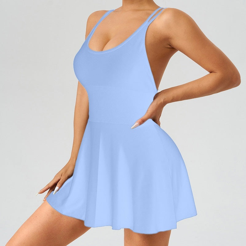 Yoga Clothes Women's Sling Tennis Skirt Fitness Sports Fake Two Pieces