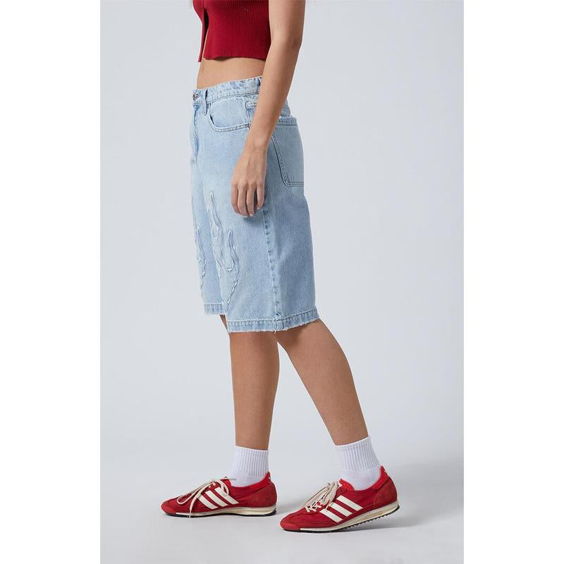 Pacsun Women'S Light Indigo Flame Extreme Denim Jorts