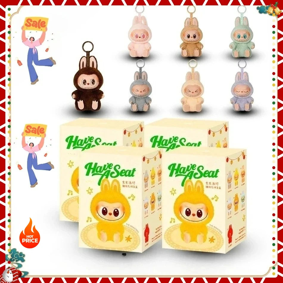 Cute labubu The Monster Blind Box The Monster Have A Seat Serie Vinyl Face Blind Box Pendant Keychain