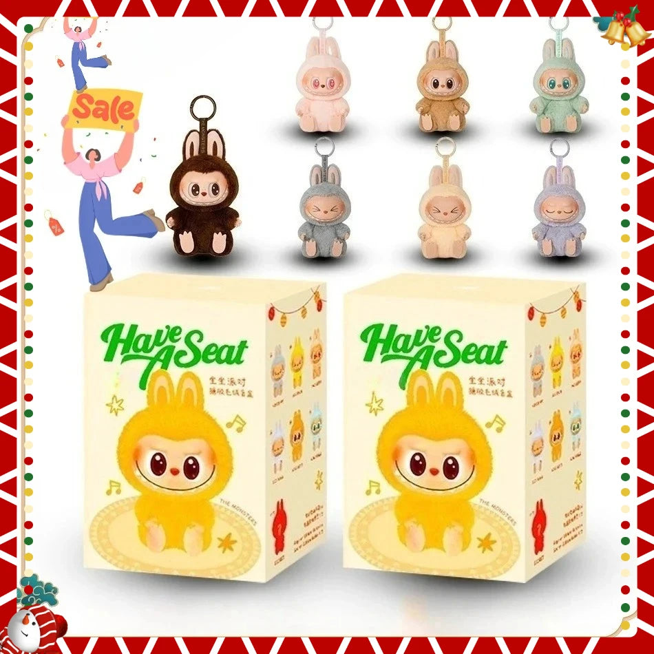 Cute labubu The Monster Blind Box The Monster Have A Seat Serie Vinyl Face Blind Box Pendant Keychain