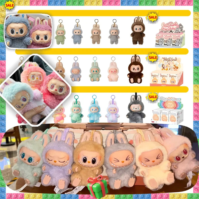 For labubu The Monster Macaron All Series Blind Box Vinyl Pendant Cute Doll Toy Keychain