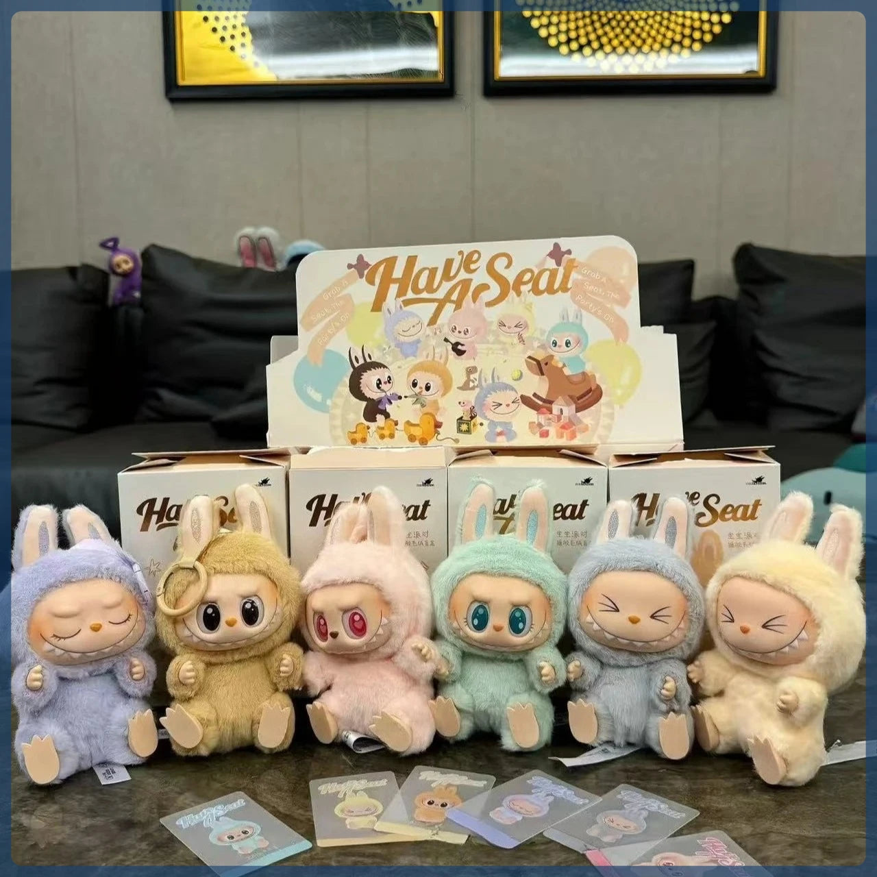 Cute labubu The Monster Blind Box The Monster Have A Seat Serie Vinyl Face Blind Box Pendant Keychain