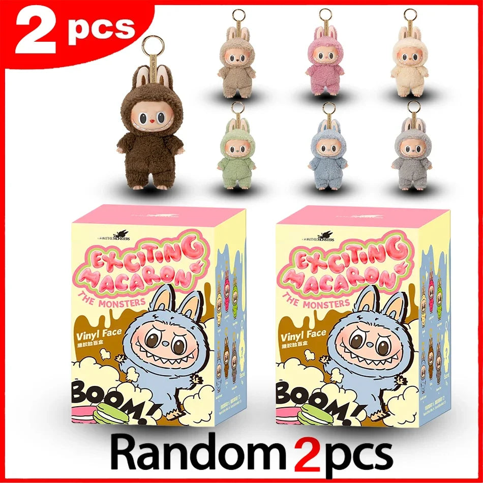 For labubu The Monster Macaron All Series Blind Box Vinyl Pendant Cute Doll Toy Keychain
