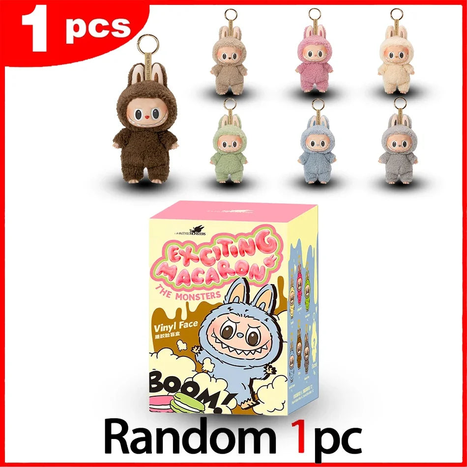For labubu The Monster Macaron All Series Blind Box Vinyl Pendant Cute Doll Toy Keychain