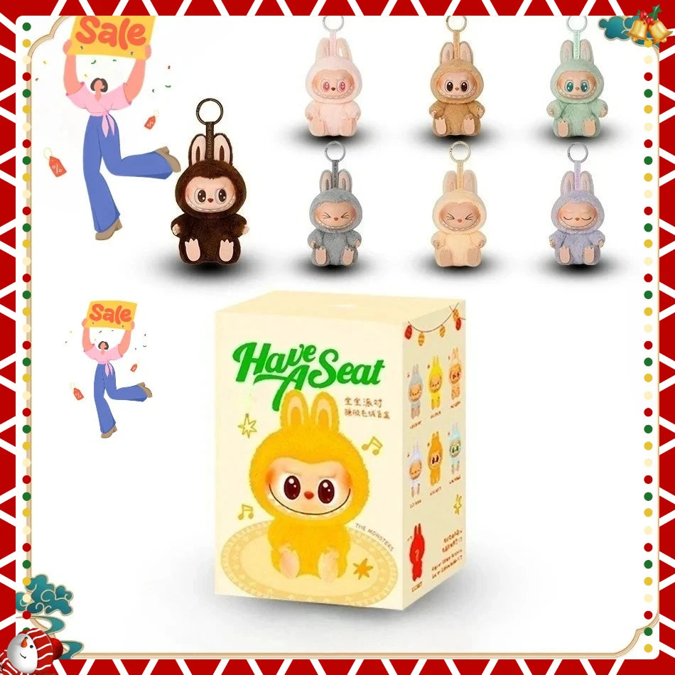 Cute labubu The Monster Blind Box The Monster Have A Seat Serie Vinyl Face Blind Box Pendant Keychain