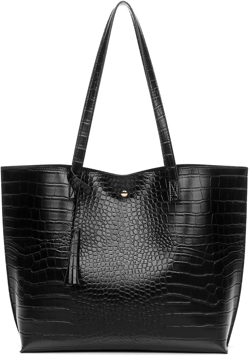 Women'S Soft Faux Leather Tote Shoulder Bag From, Big Capacity Tassel Handbag