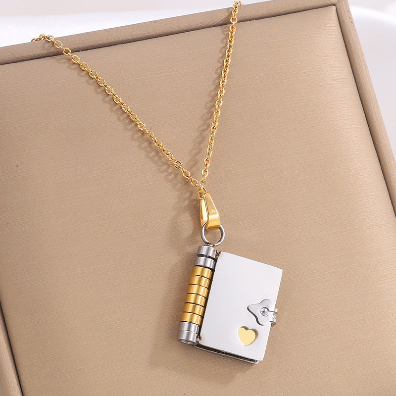 Titanium Steel Girl Love Letter Necklace With Openable Pendant