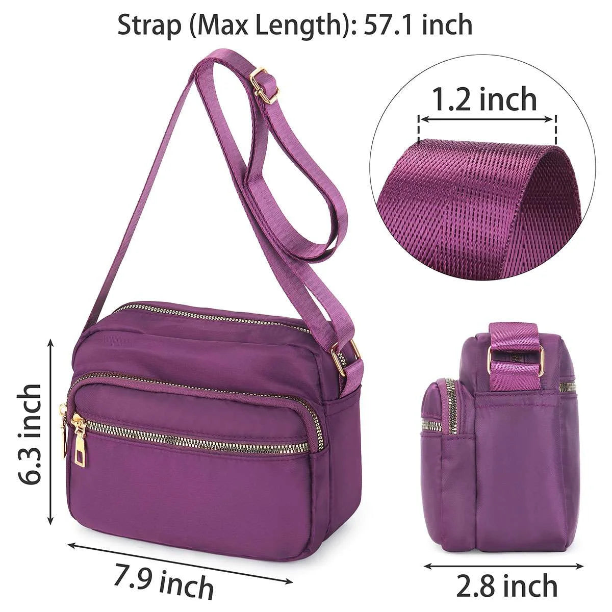 Women Nylon Crossbody Bags Purses and Handbags Casual Messenger Bag Waterproof Crossbody Purse for Ladies, Red
