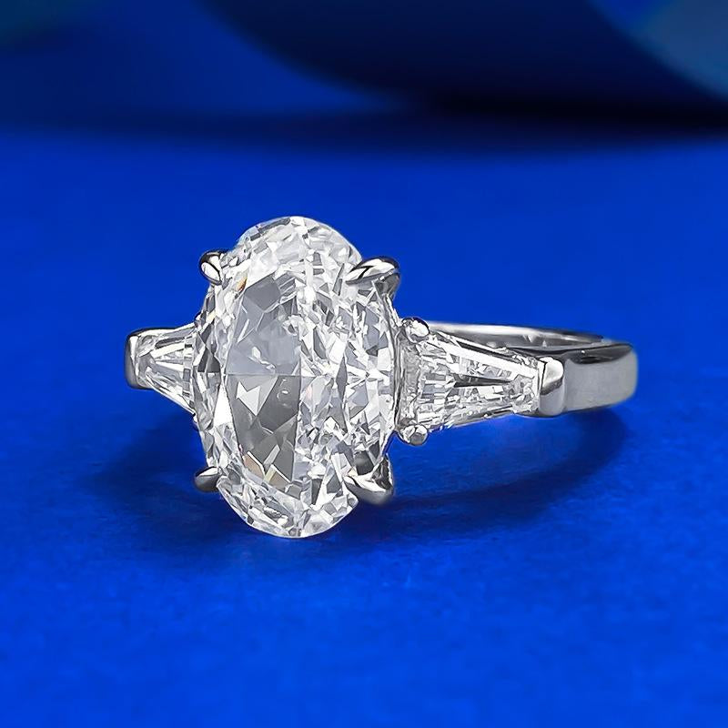 S925 Silver Oval Ice Flower Cut Ring 8*12Mm 8A Cubic Zirconia Ring Fashion Jewelry Accessory Woman Girl Promise Ring