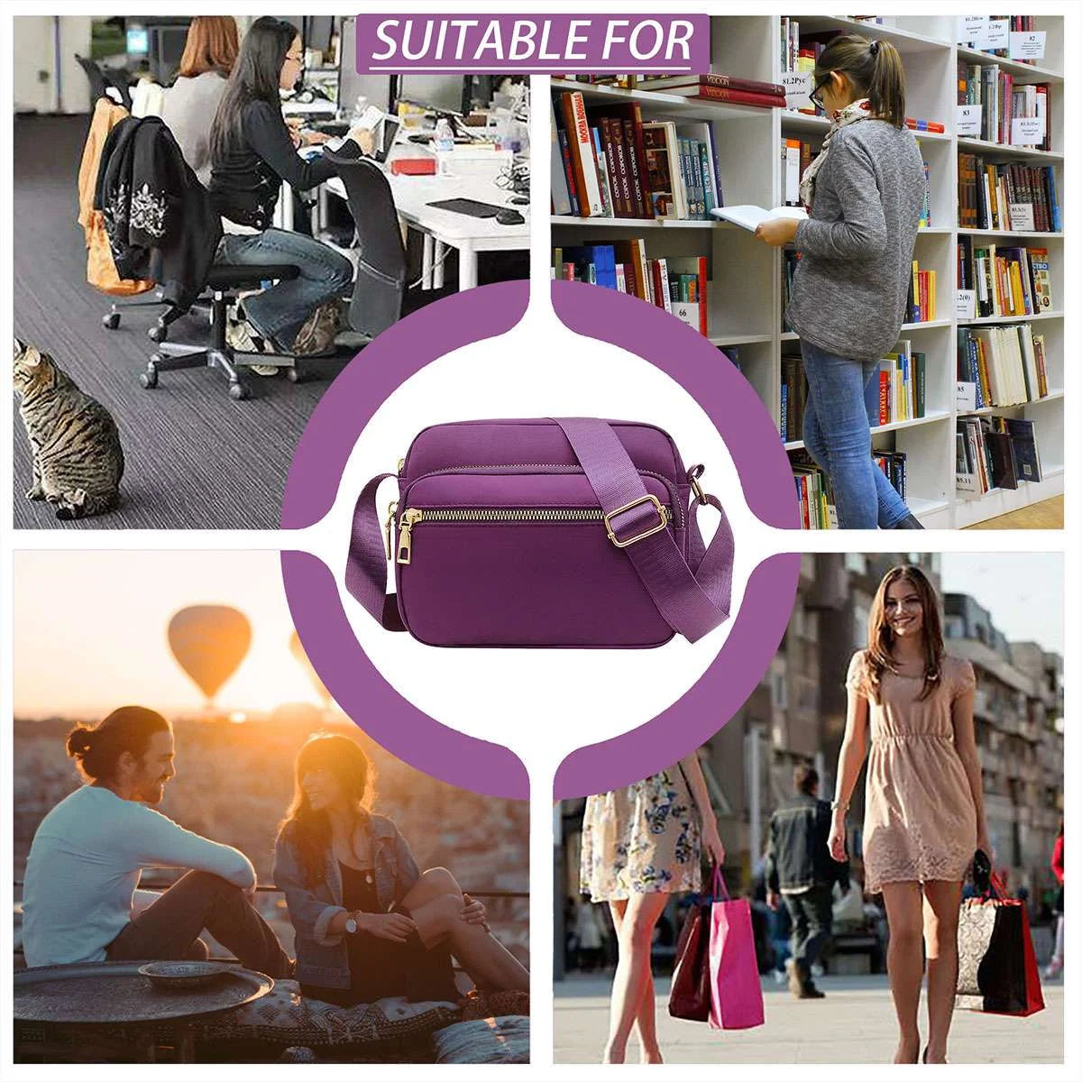 Women Nylon Crossbody Bags Purses and Handbags Casual Messenger Bag Waterproof Crossbody Purse for Ladies, Red