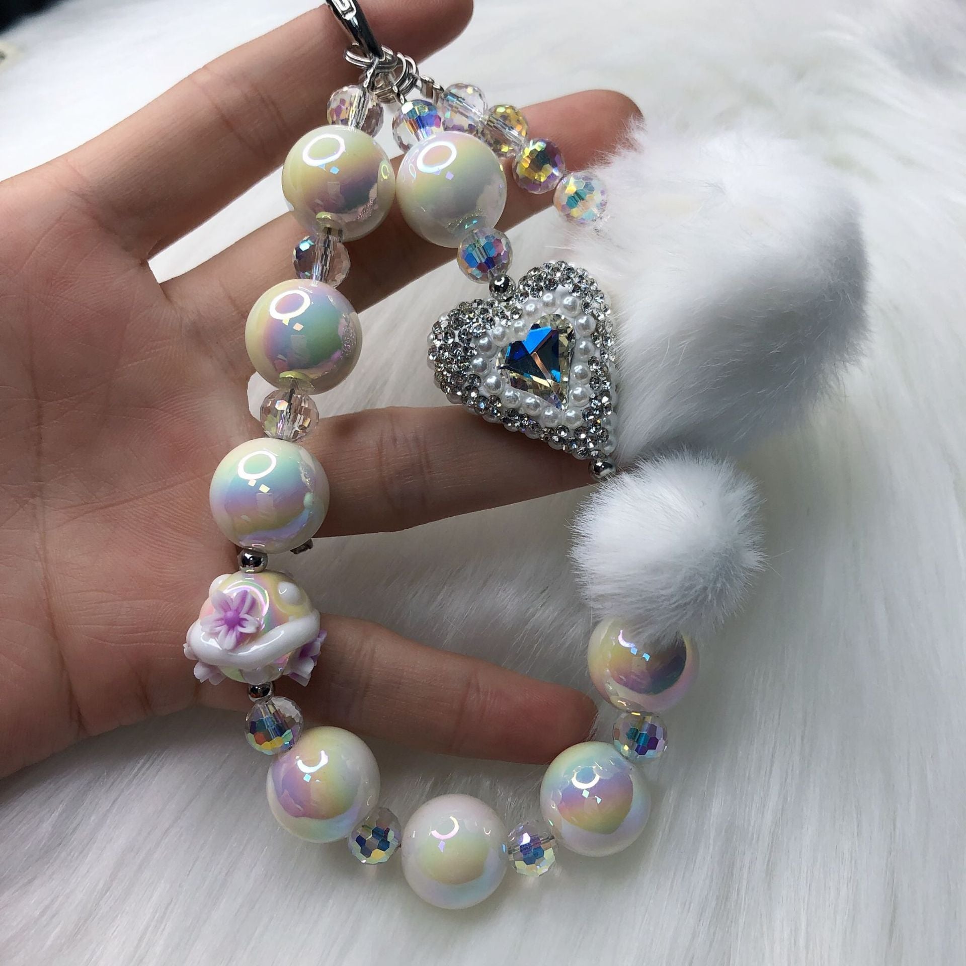 Rabbit Fur Ball Mobile Phone Charm