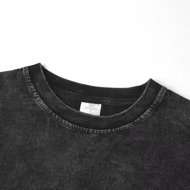 100% Washcotton Vintage Washed Cotton T-Shirt- Street Style Loose Short Sleeve '' Blue and White Checkerboard Pattern with Bowknot Print, Crew Neck Casual Summer Top, Everyday Street Style Clothing, Vintage Pattern Shirt