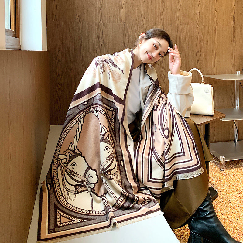 Street Geometric Imitation Cashmere Shawl Scarf Women